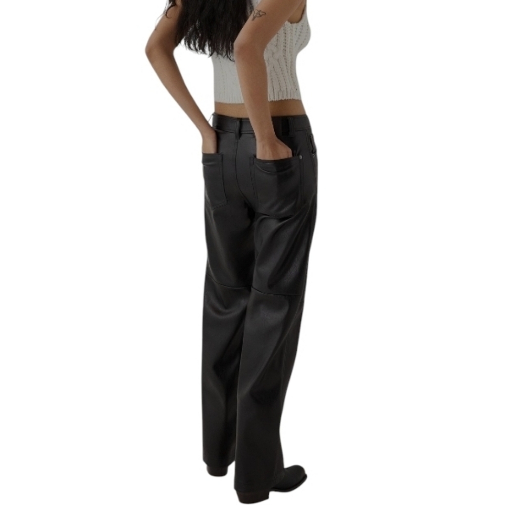 Bershka faux leather straight leg trouser pants size XL - Picture 2 of 16